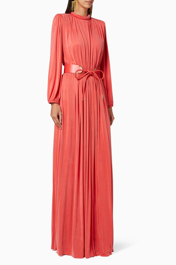 

Belted Cupro Maxi Dress, Red