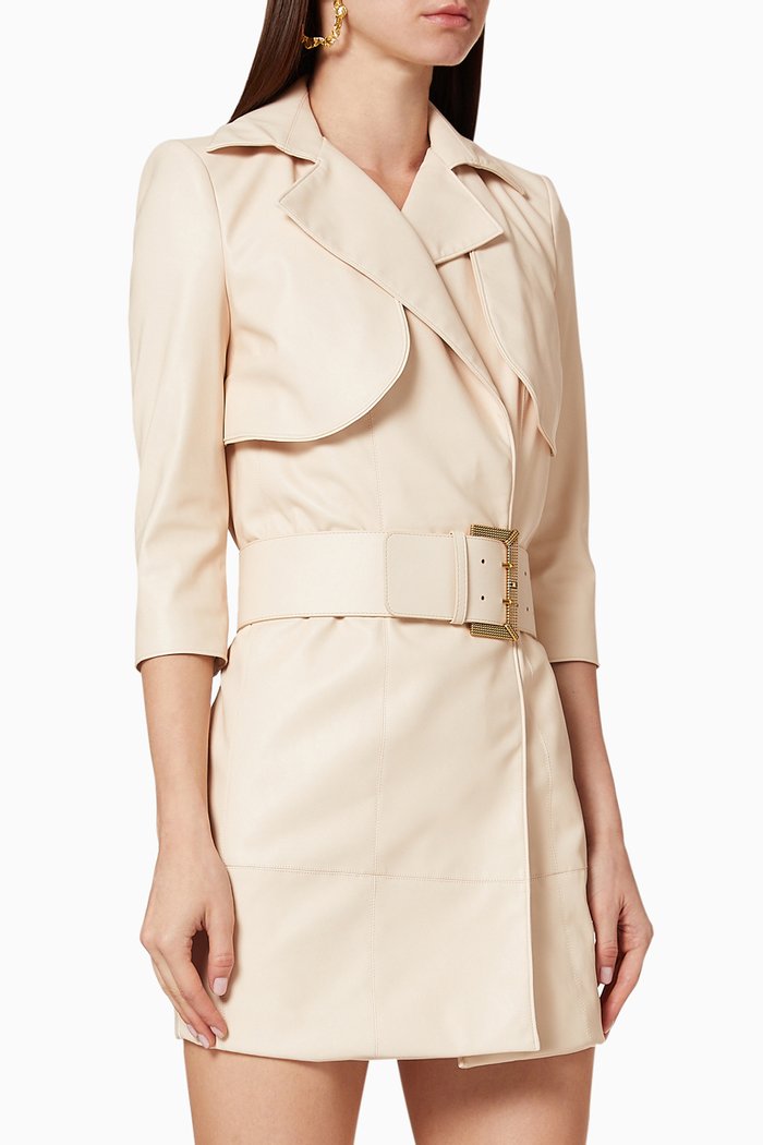 

Faux Leather Coat Dress, White