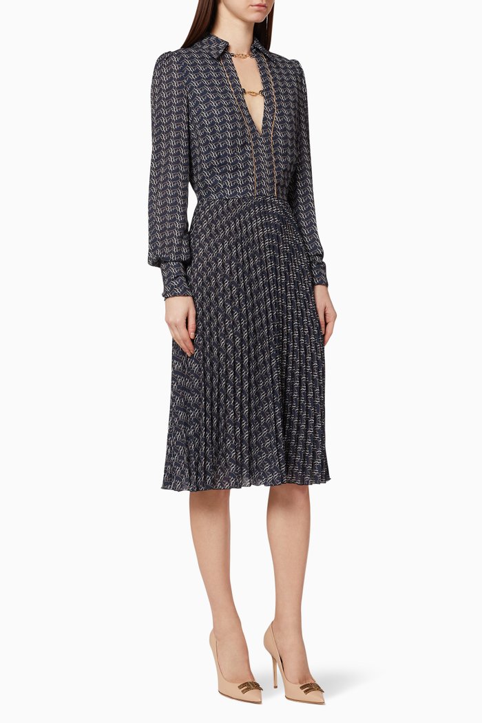 

Pleated Georgette Dress, Blue