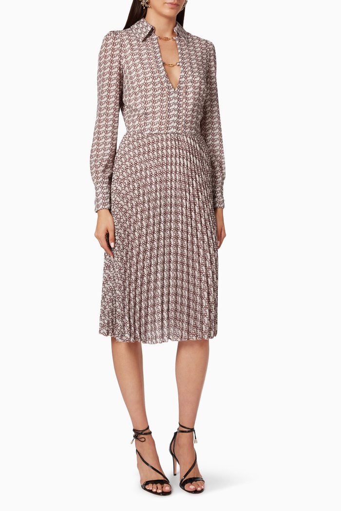 

Pleated Georgette Dress, Pink