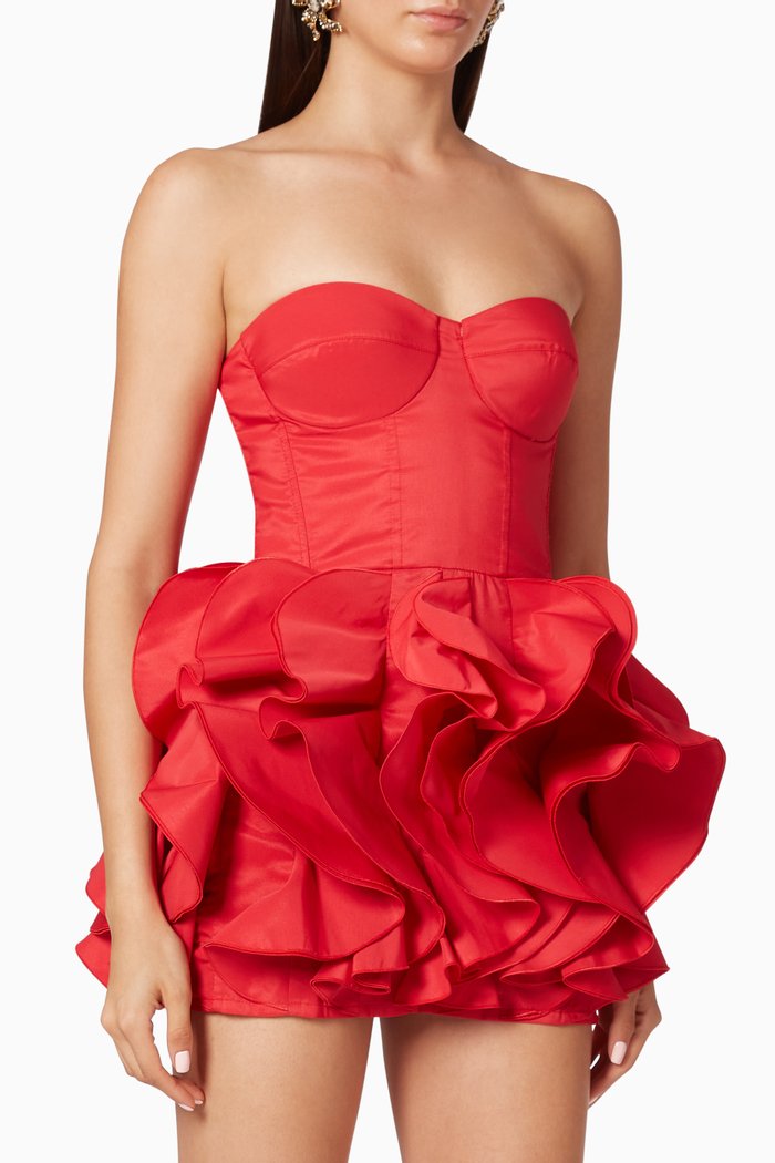 

Flounce Ottoman Mini Dress, Red