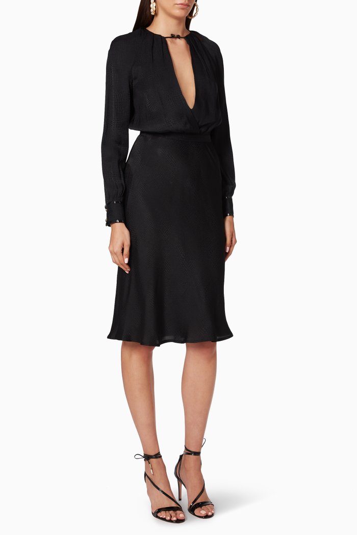 

Python Jacquard Silk Midi Dress, Black