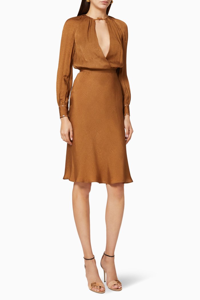 

Python Jacquard Silk Midi Dress, Neutral
