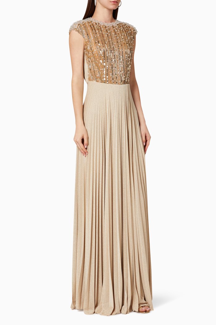 

Sequin Lamé Jersey Maxi Dress, Gold