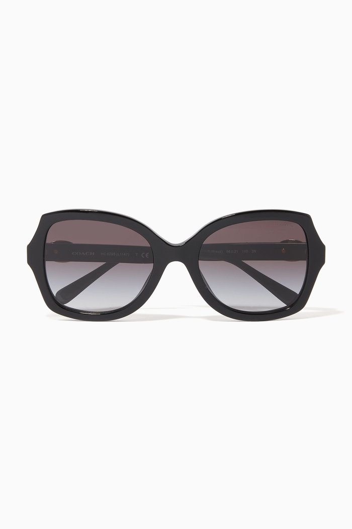 

Horse & Carriage Square Sunglasses, Black