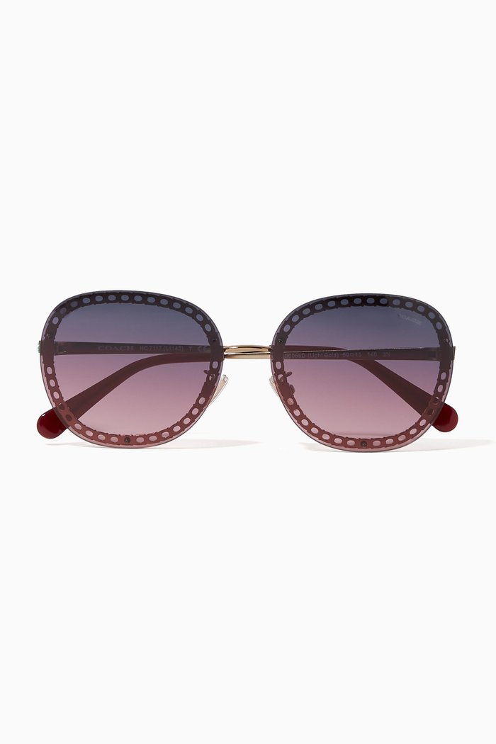 Uptown Round Sunglasses, Gold