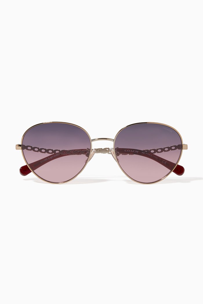 

Signature Chain Pilot Sunglasses, Gold