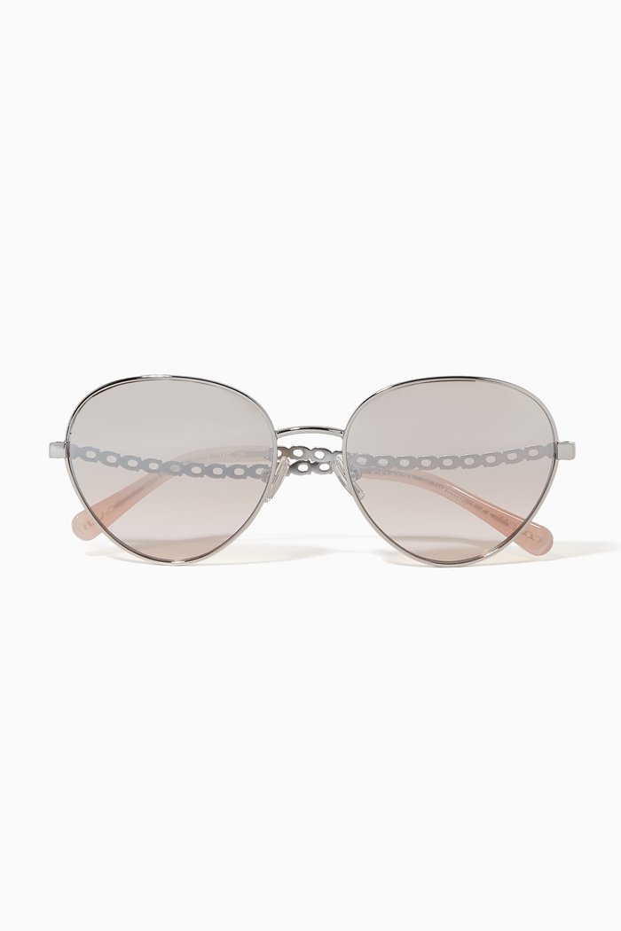 

Signature Chain Pilot Sunglasses, Silver