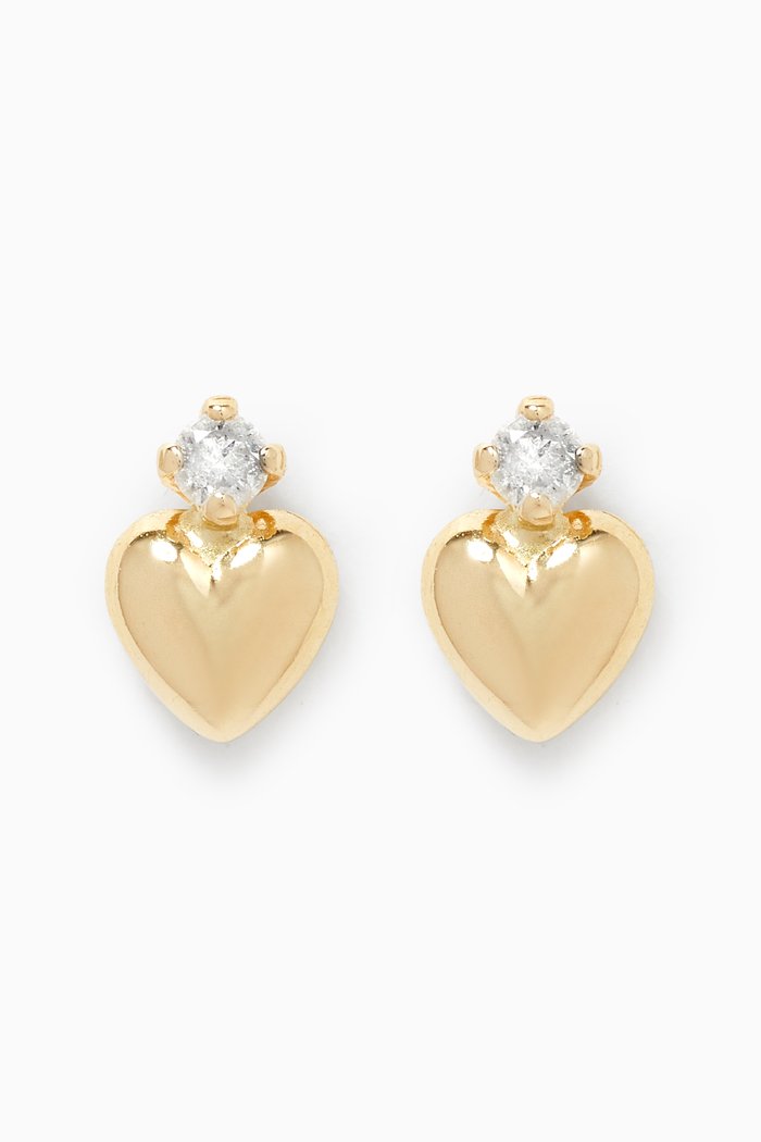 Heart Diamond Earrings in 18kt Yellow Gold