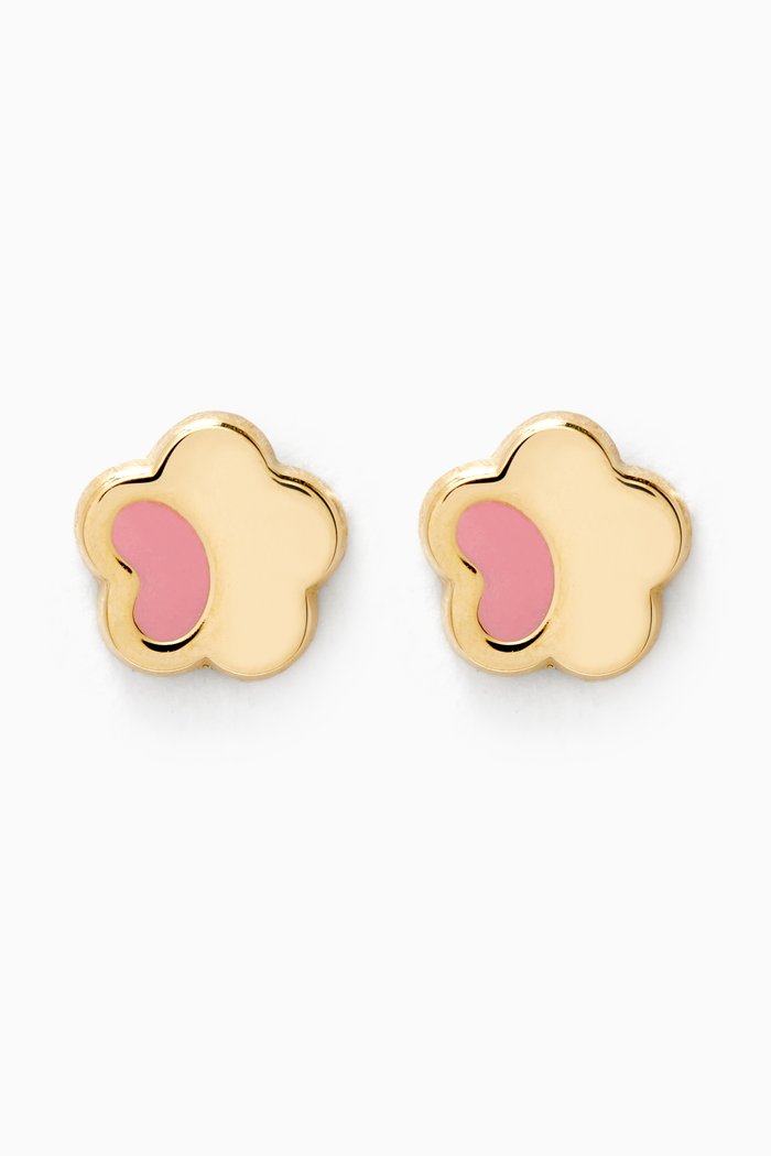 

Flower Enamel Stud Earrings in 18kt Yellow Gold