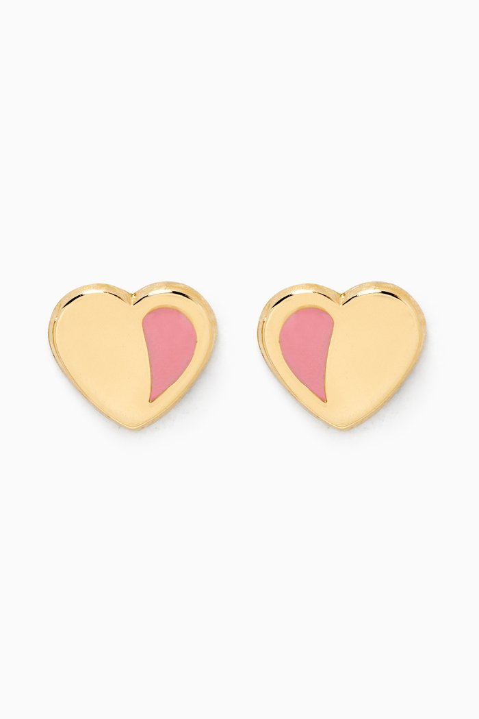 

Heart Enamel Stud Earrings in 18kt Yellow Gold