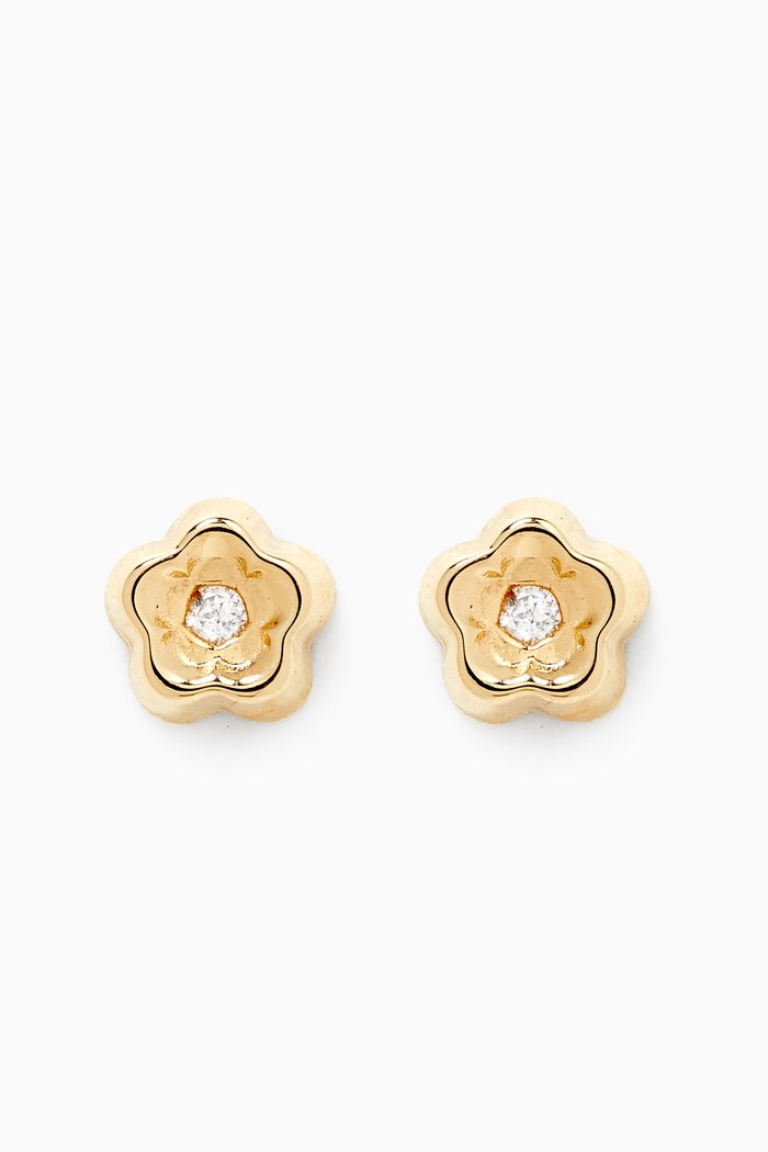 

Flower Diamond Earrings in 18kt Yellow Gold