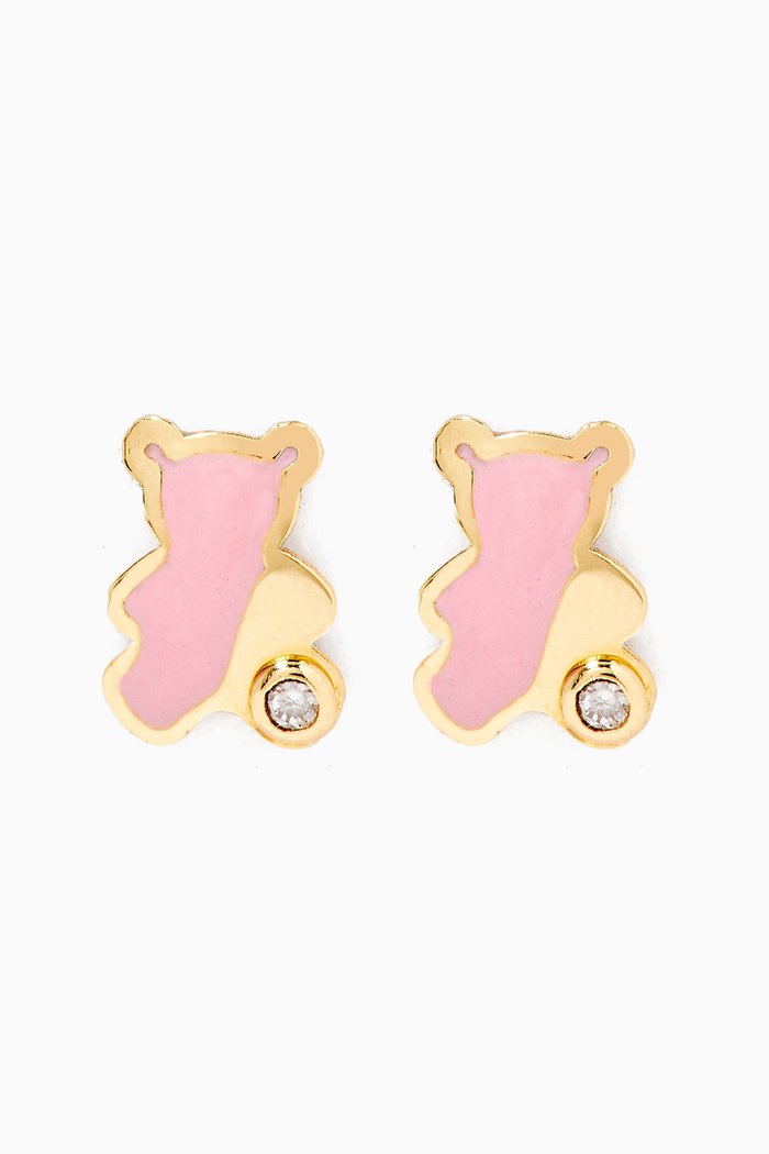 Bear Diamond Stud Earrings in 18kt Yellow Gold