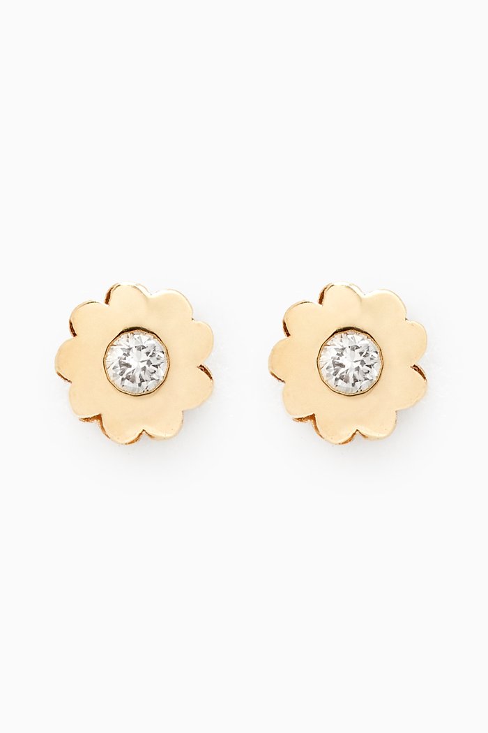 

Flower Diamond Stud Earrings in 18kt Yellow Gold