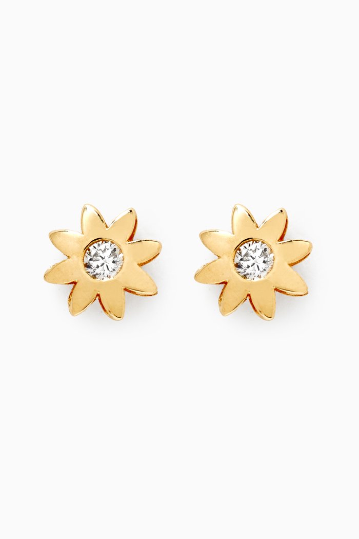 

Flower Diamond Stud Earrings in 18kt Yellow Gold