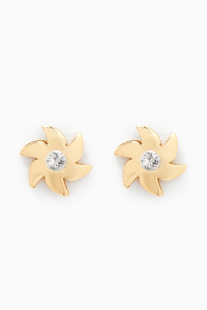 

Flower Diamond Stud Earrings in 18kt Yellow Gold