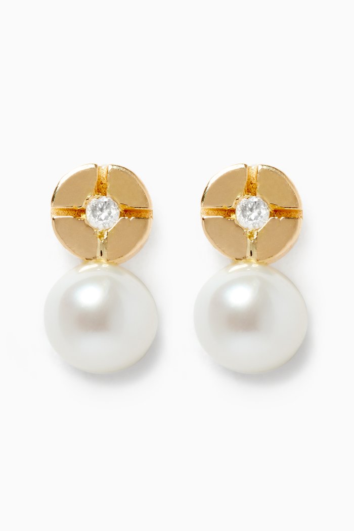 

Pearl Diamond Stud Earrings in 18kt Yellow Gold