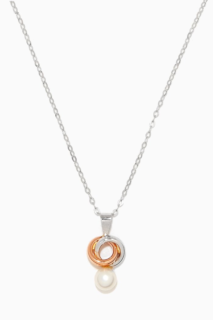 

Double Ring Pearl Pendant in 18kt Gold
