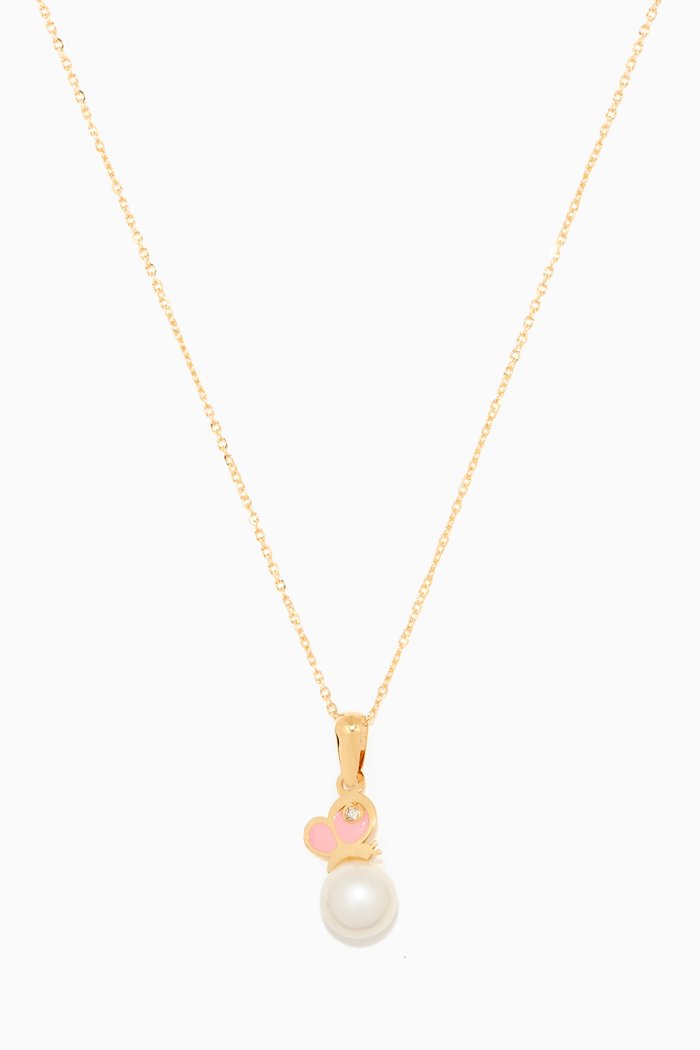 

Butterfly Diamond Pearl Pendant in 18kt Yellow Gold
