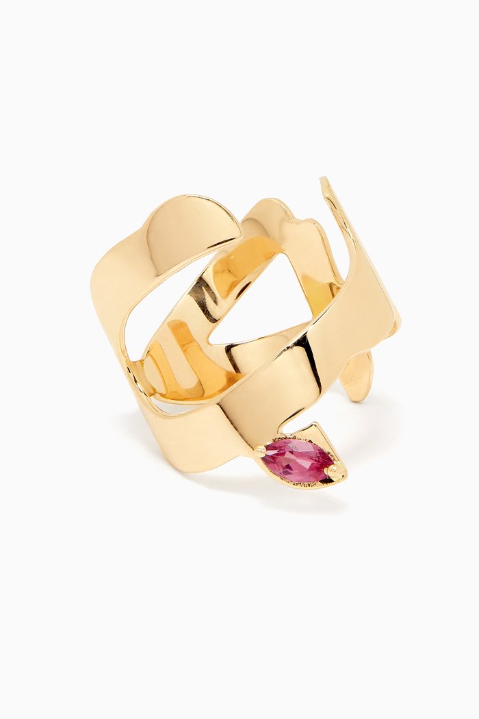 

"Hob/ Love" Rhodolite Ring in 18kt Yellow Gold