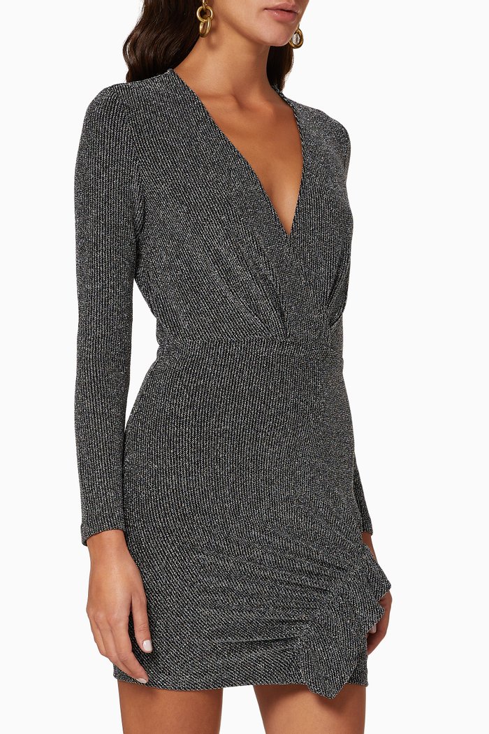 Noize Metallic Knit Mini Dress, Black
