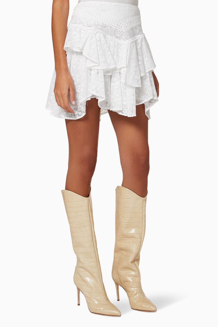 

Tale Lace Cotton Skirt, White