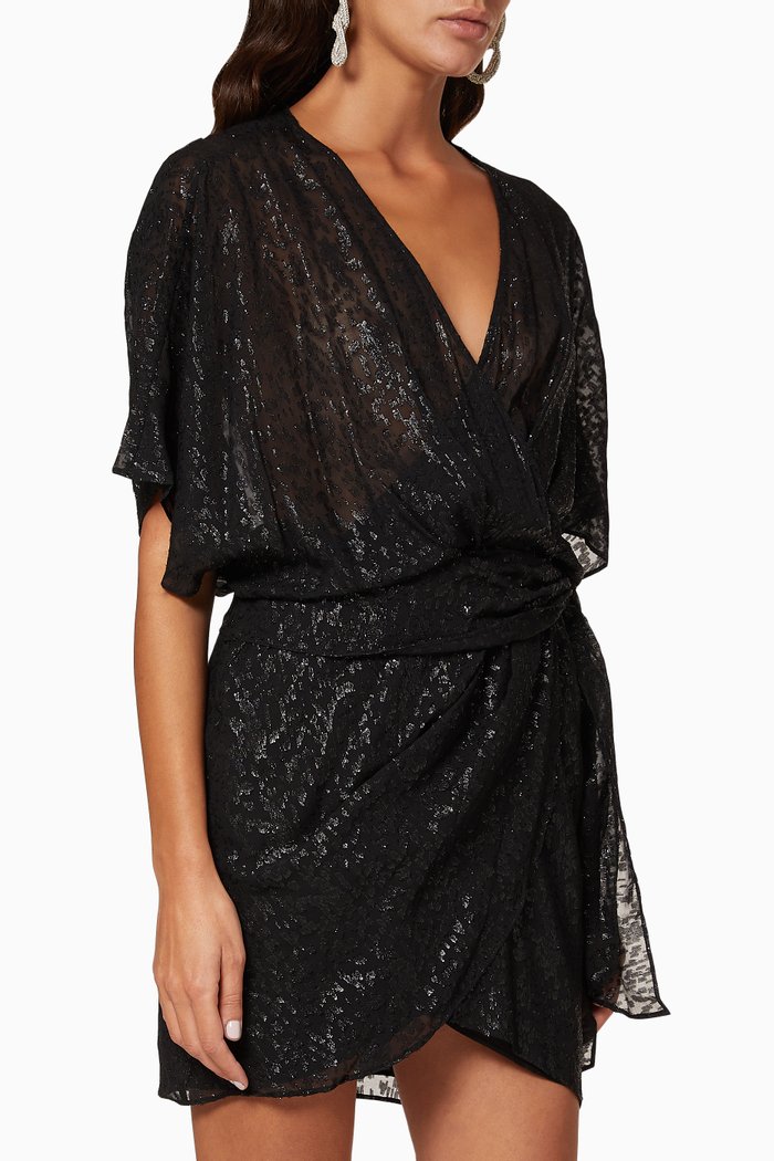 

Reynea Metallic Silk Dress, Black