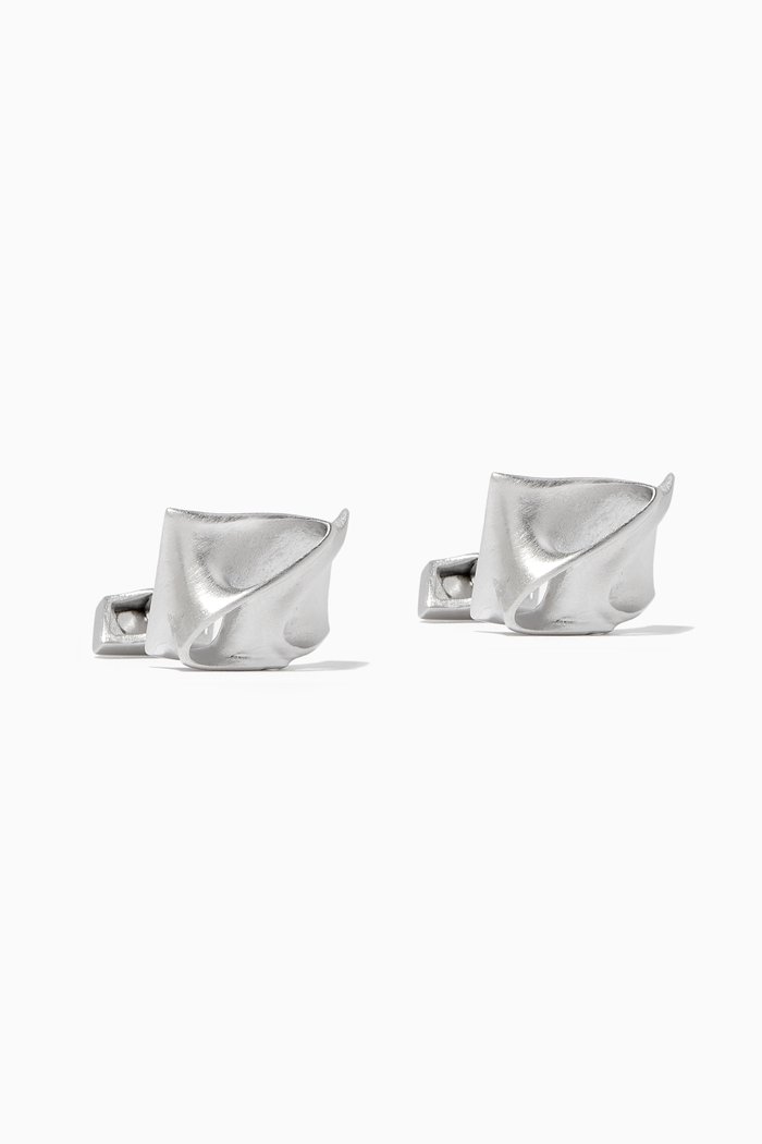 

x Zaha Hadid Design Twisted Cufflinks in Stainless Steel, Silver
