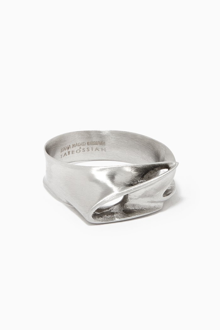 

x Zaha Hadid Design Twisted Ring in Stainless Steel, Silver