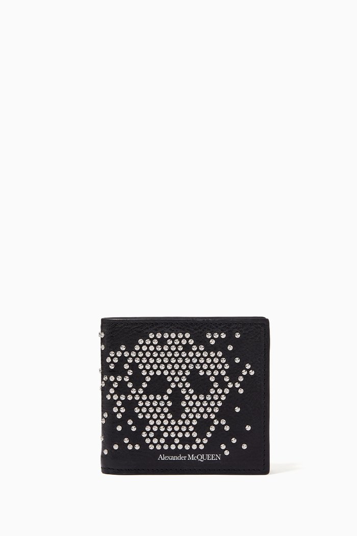 

Billfold Wallet in Studded Leather, Black