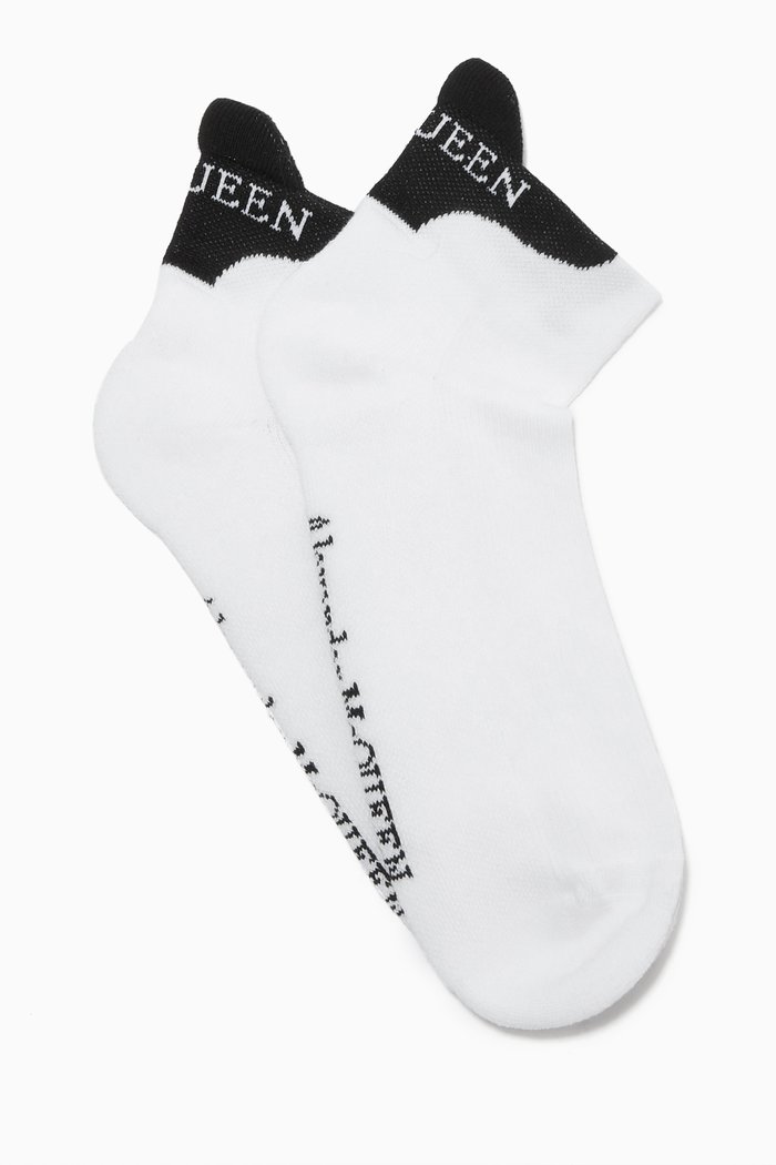 

Logo Pull Tab Socks in Cotton-blend Knit, White