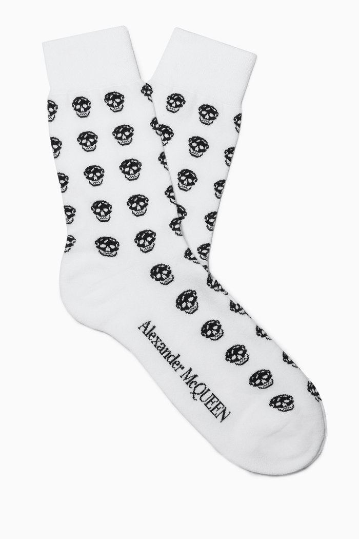 

Skull Short Socks in Silk-Nylon, White