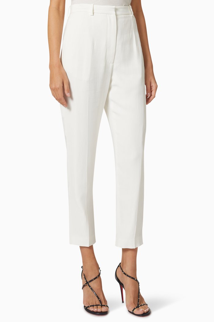 

Tailored High Waist Trousers in Viscose Blend, White