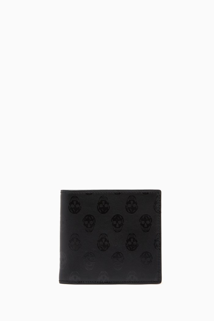 

Skull Billfold Wallet in Leather, Black