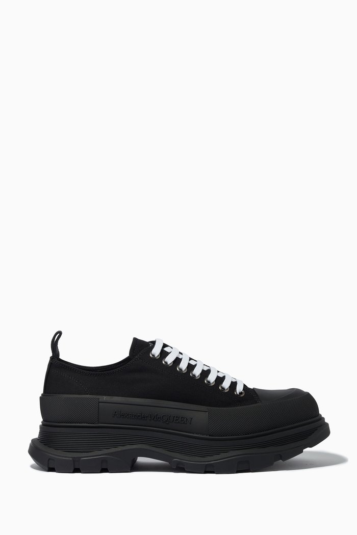 

Tread Slick Lace-Up Shoes in Cotton Canvas, Black