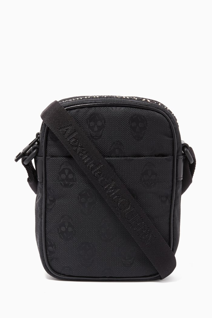 

Urban Biker Skull Mini Messenger Bag in Nylon, Black
