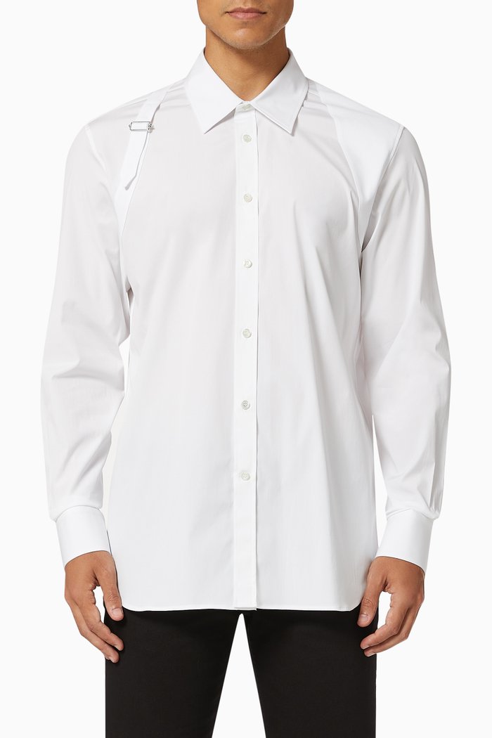 Harness Shirt in Stretch Cotton Poplin, White