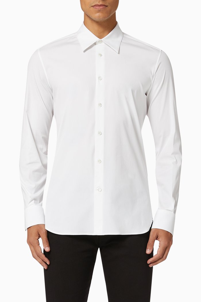 

Slim Fit Shirt in Stretch Cotton Poplin, White