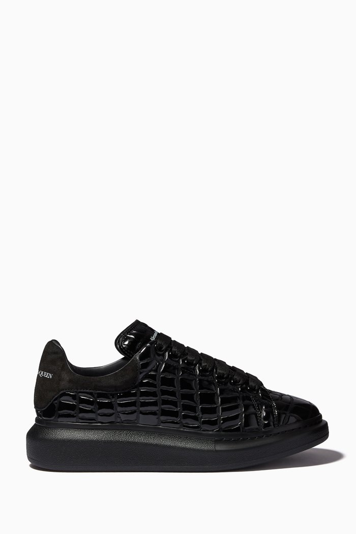 

Larry Sneakers in Crocodile-Print Calfskin, Black