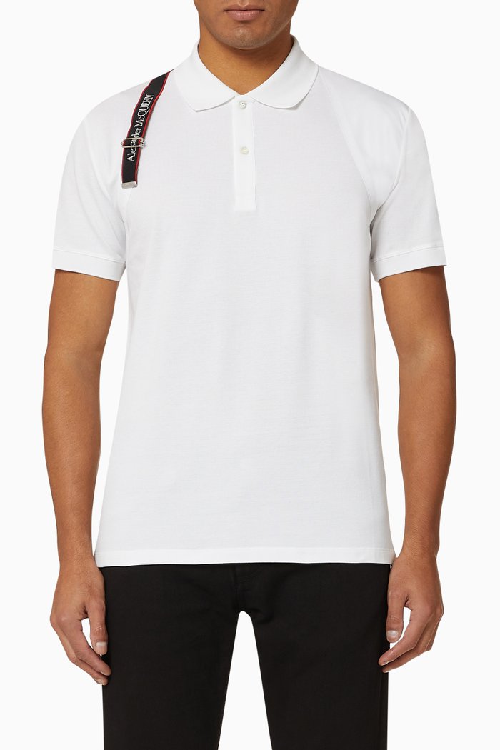 

Selvedge Harness Cotton Piqué Polo, White