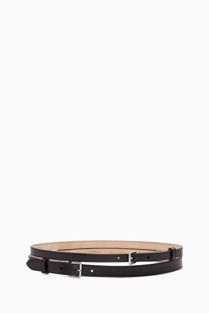 

Double Thin Belt in Calfskin, Black