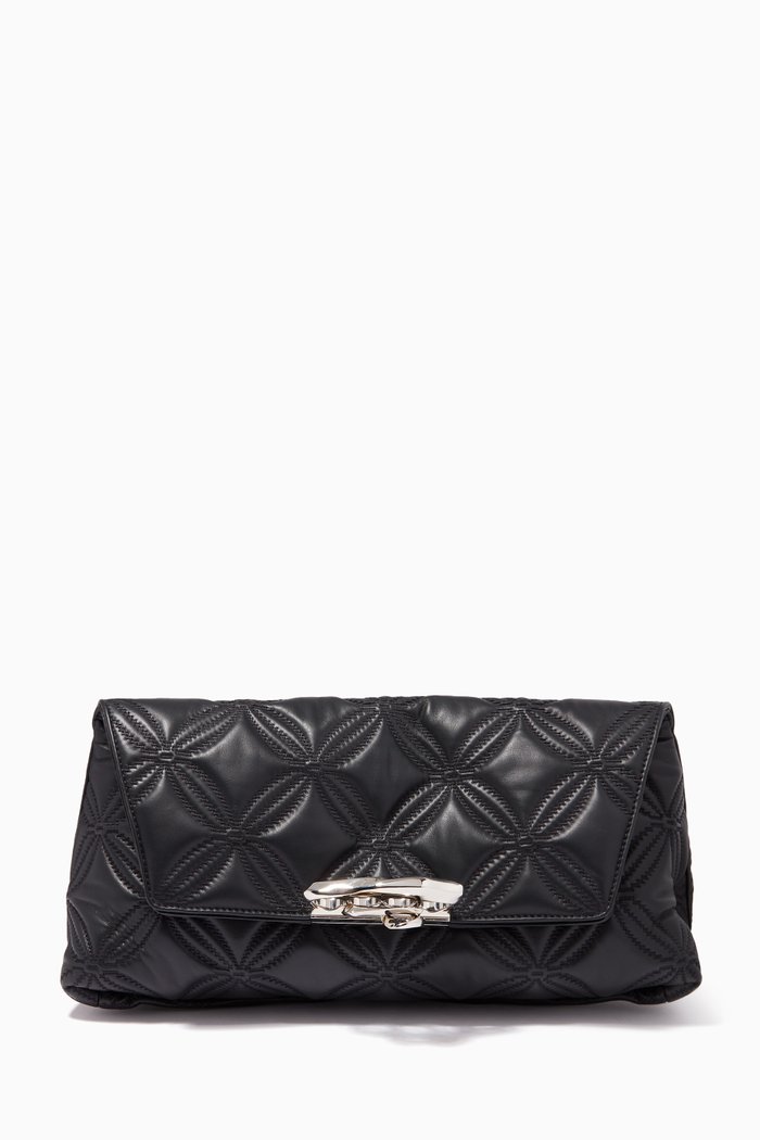 

Sculptural Large Pouch in Quilted Nappa, Black