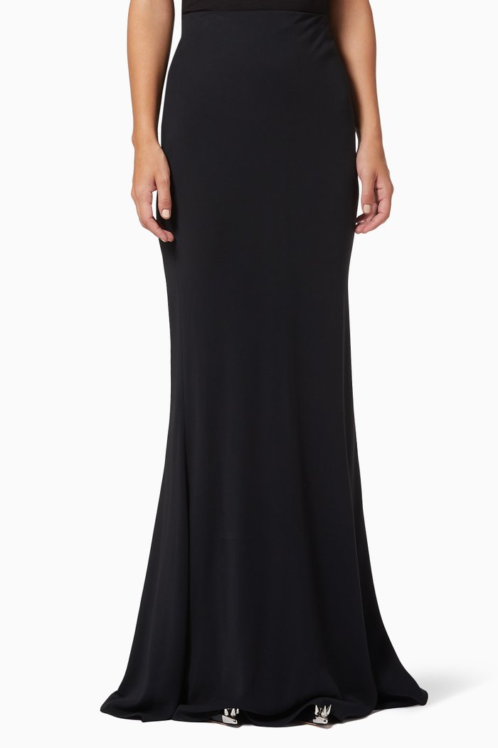 

Long Flared Skirt in Wool, Black