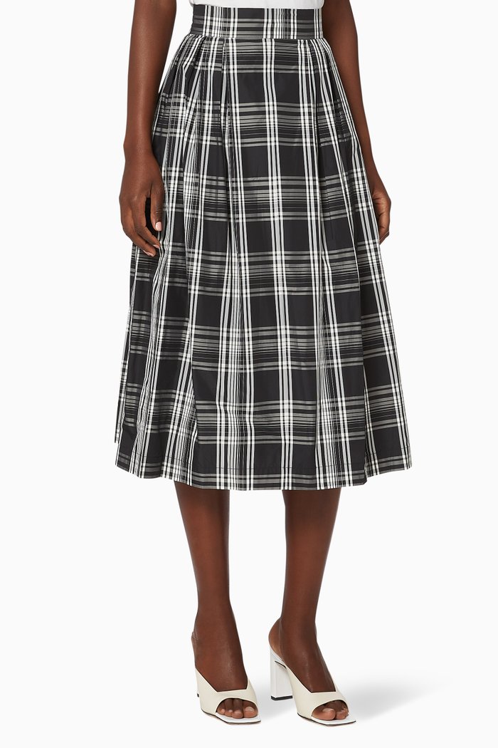 

Nievo Plaid Pleated Skirt, Black