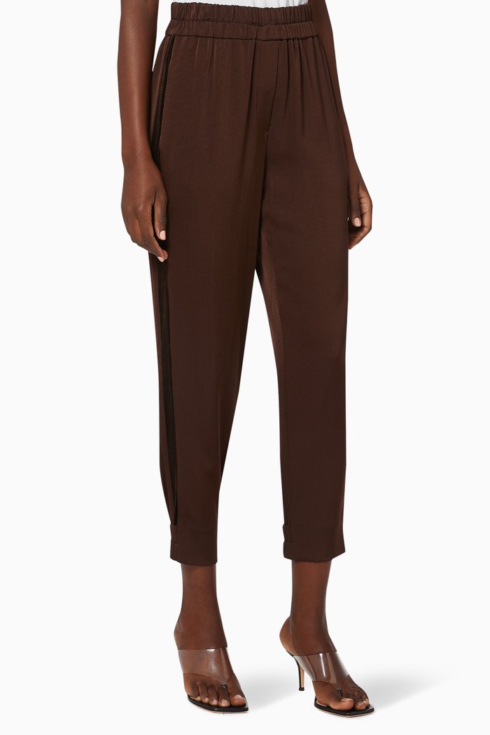 

Ellade Satin Panel Pants, Brown
