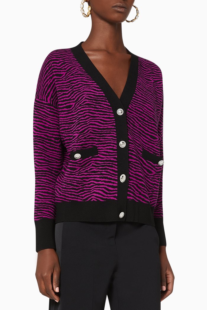 

Bavero Jacquard Cardigan, Purple