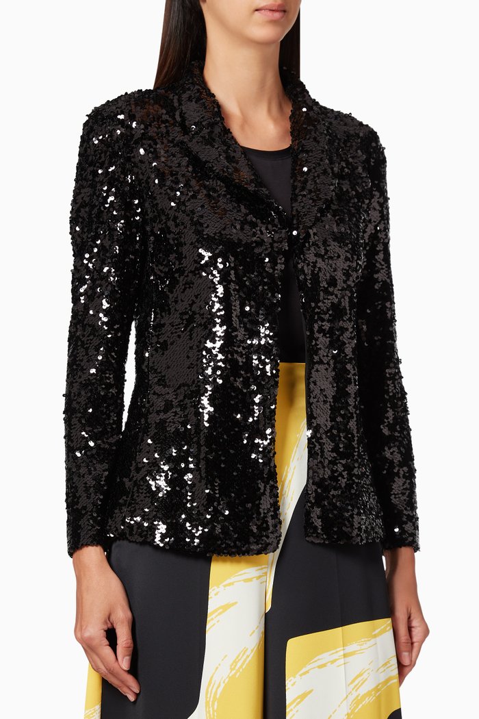 

Xeno Jersey Sequin Blazer, Black