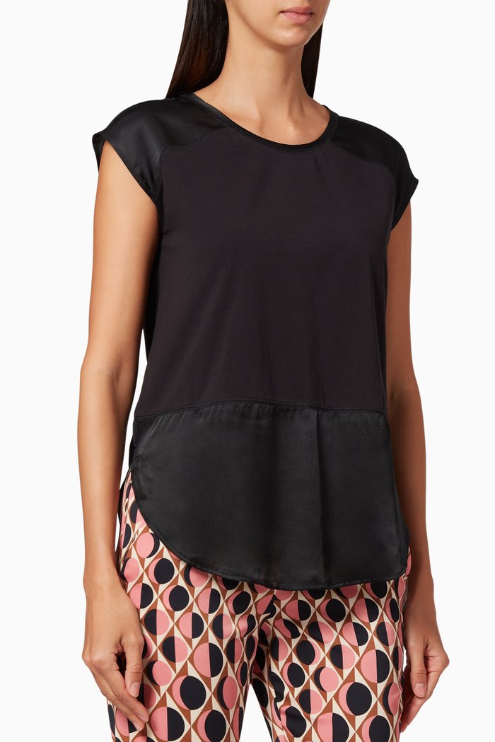 

Dentice Jersey Silk Top, Black