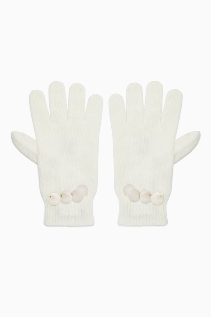 

Bruna Embellished Knit Gloves, White