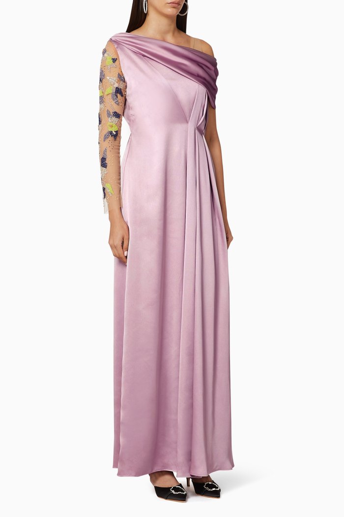 

Kia Hand Beaded Draped Gown, Pink